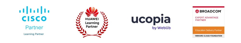 Logos partenaires Cisco, Huawei, Ucopia et Vmware